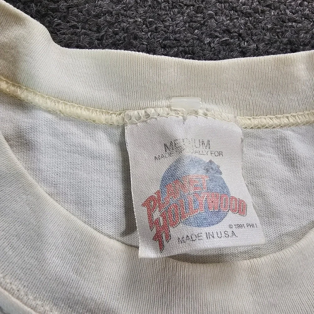 Vintage 1991 Planet Hollywood Myrtle Beach T-Shirt Mens Medium White 90s USA - Picture 4 of 10